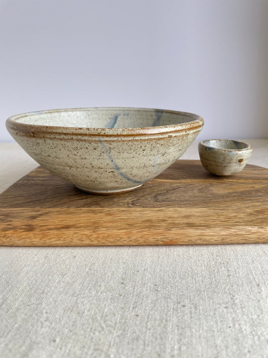French Vanilla and Dark Clay Ramen Bowl with Condiment Bowl