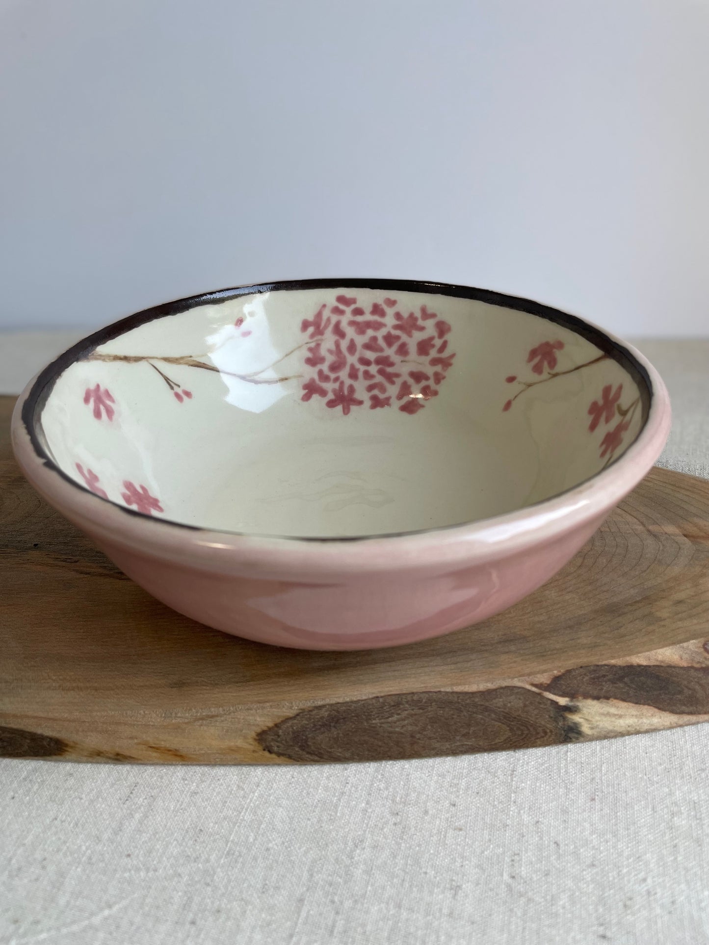 Pink Hydrangea Serving Bowl