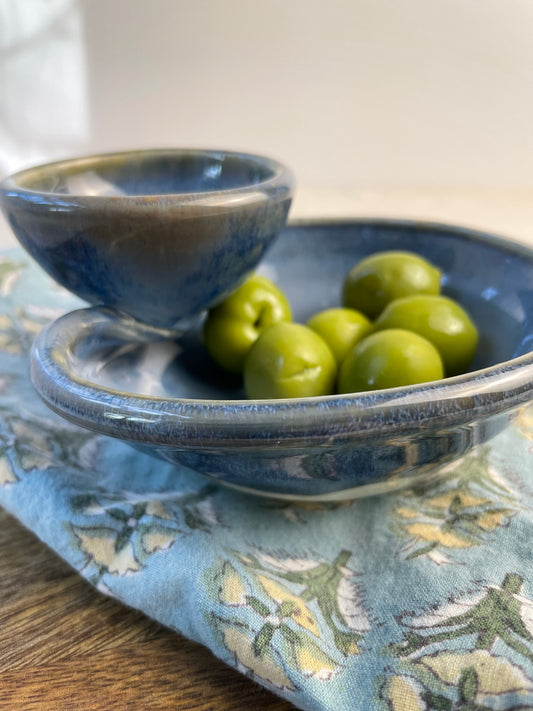 Olives Bowl, Folded Edge Style, Blueberry