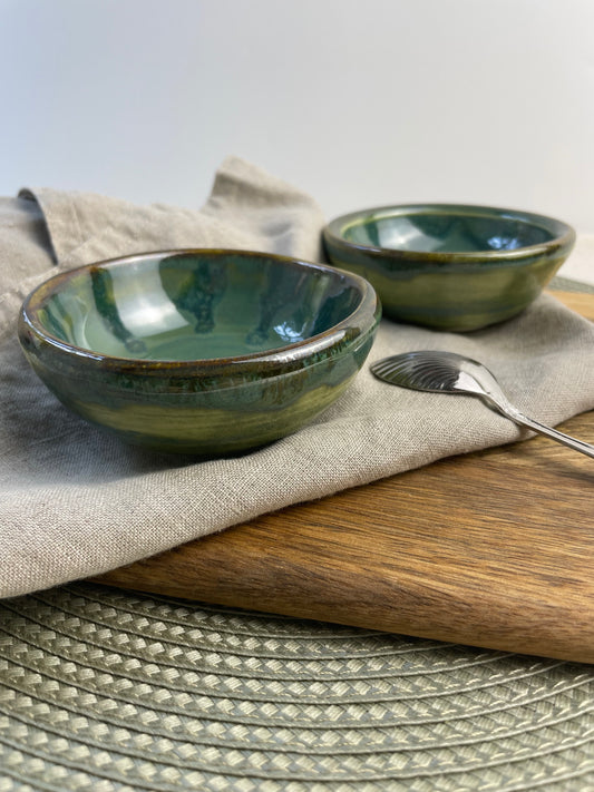 Evergreen and Olive Prep Bowls, set of 2