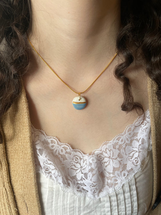 Small Charm Necklace in Light Blue