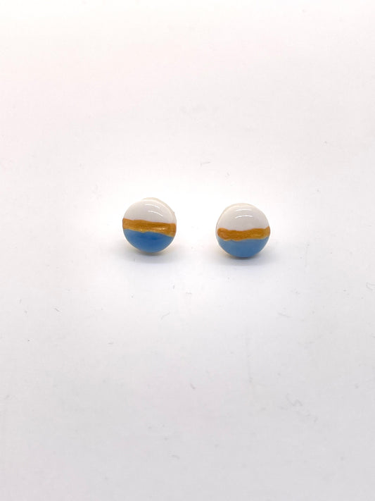 Button Earrings in Light Blue