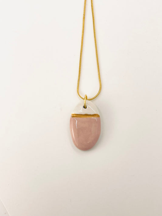 Oval Charm Necklace in Blush