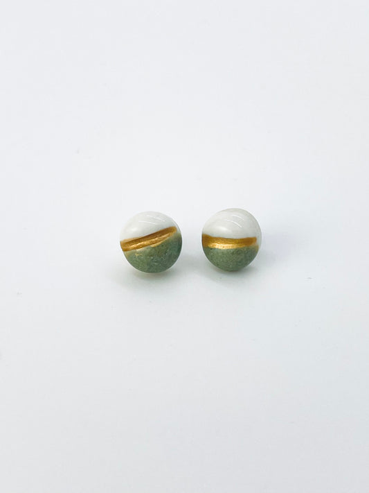 Button Earrings in Jade