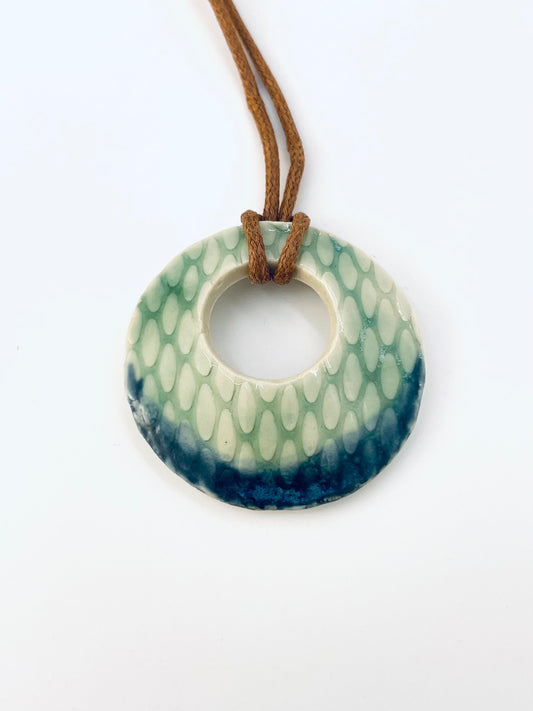 Round Pendant Necklace in Seafoam