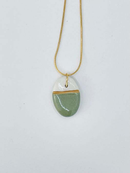 Oval Charm Necklace in Jade