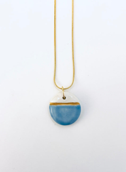 Medium Charm Necklace in Light Blue