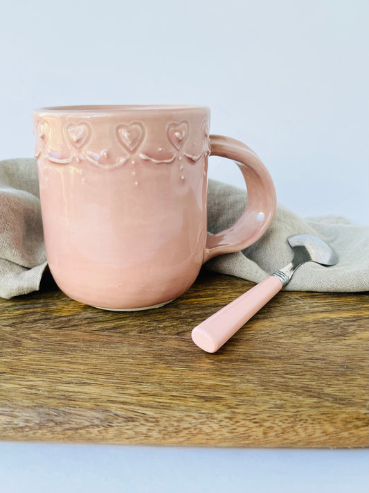 Pink Piped Hearts Mug