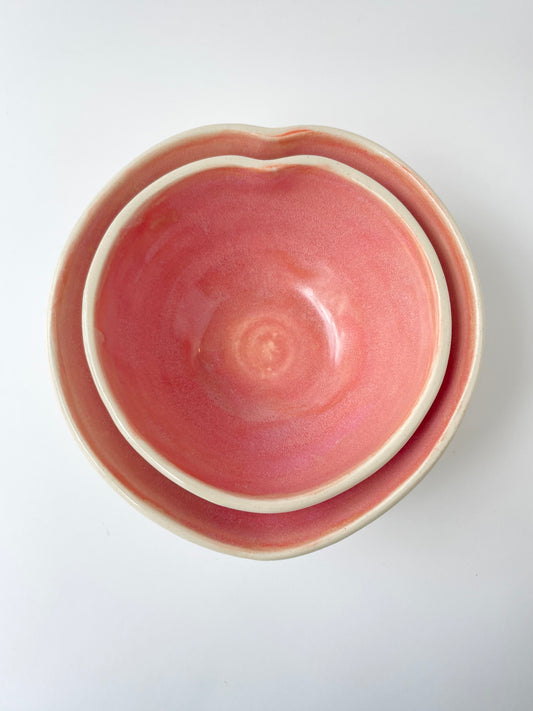 Warm Pink Heart Nesting Bowls, set of 2