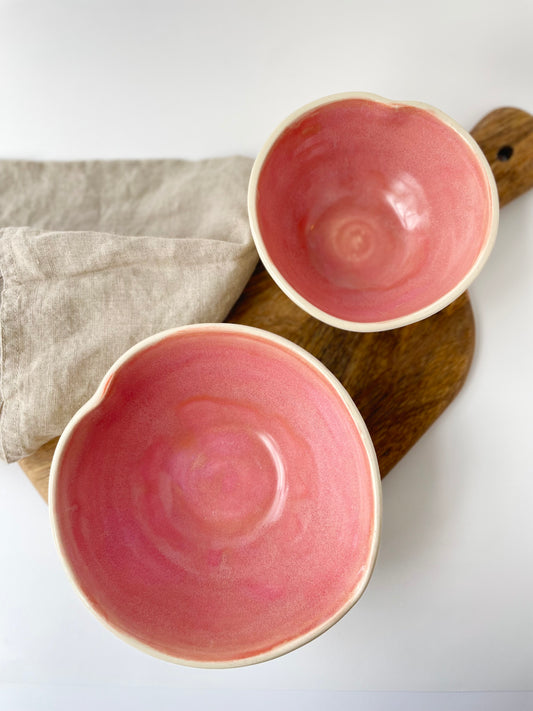 Warm Pink Heart Nesting Bowls, set of 2