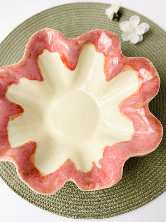 Ruffled Edge Bowl with Warm Pink