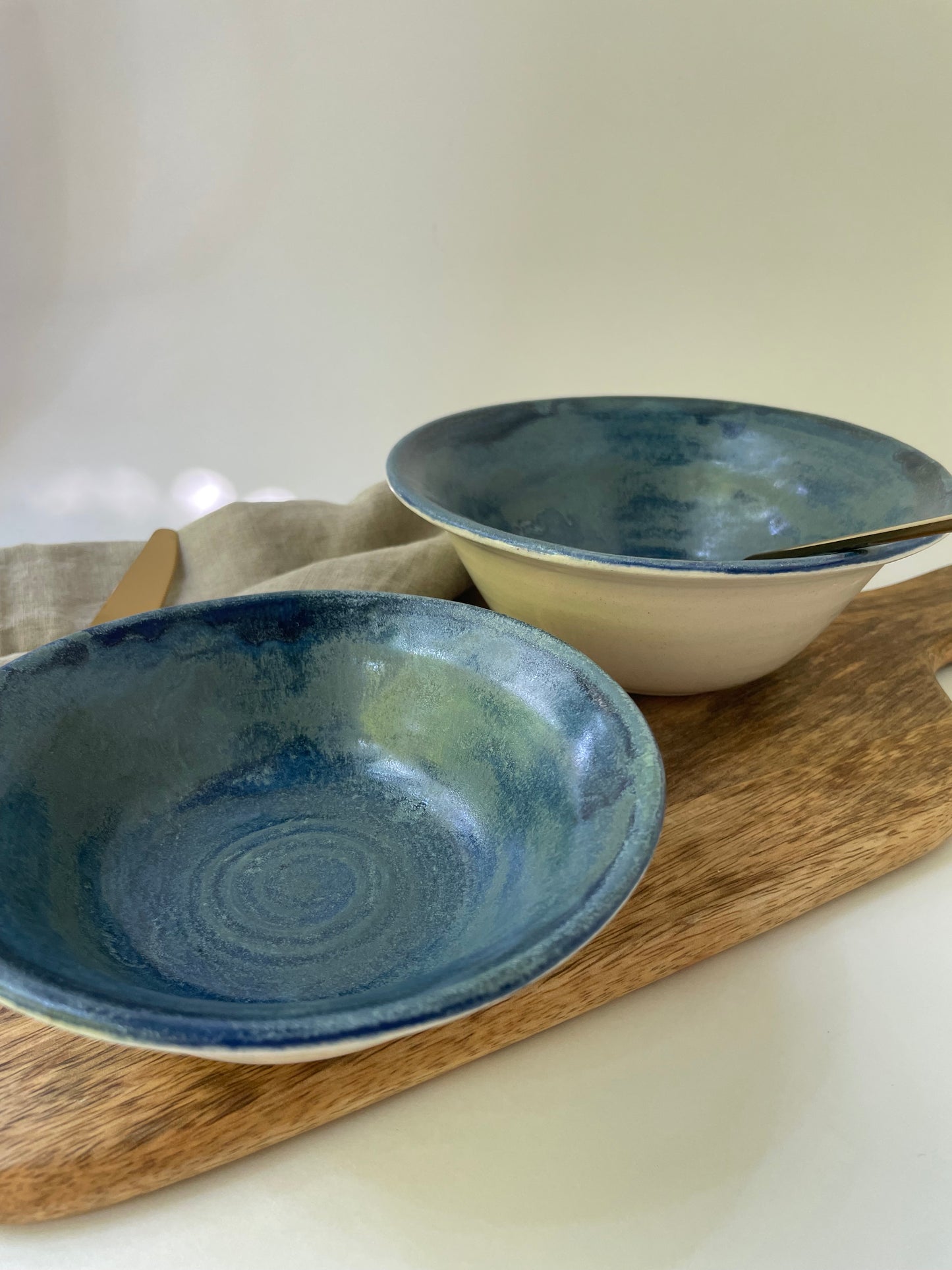 Blue Azurite Nesting Bowls, set of 2