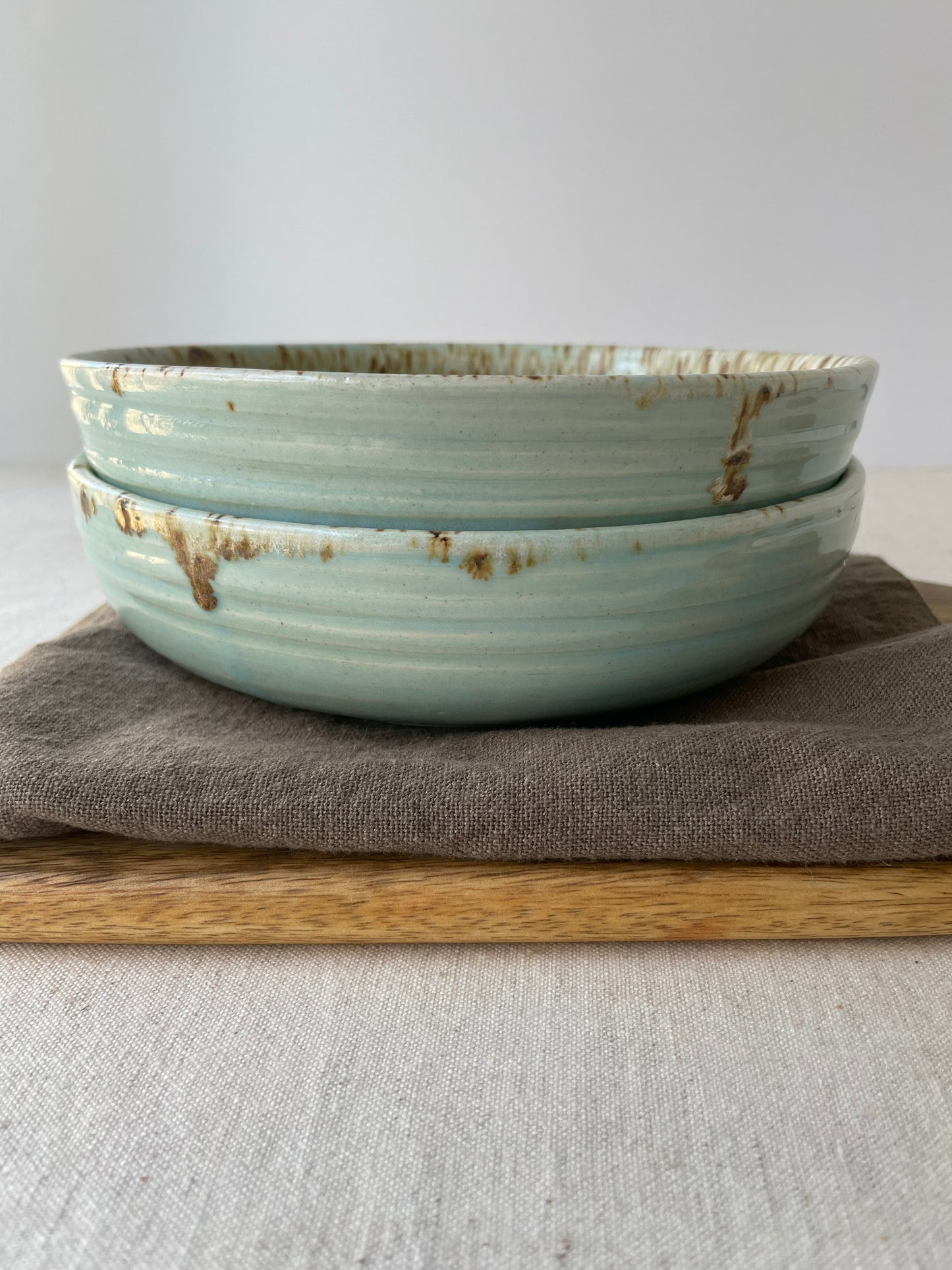 Blue and Birch Pasta Bowls, Set of 2