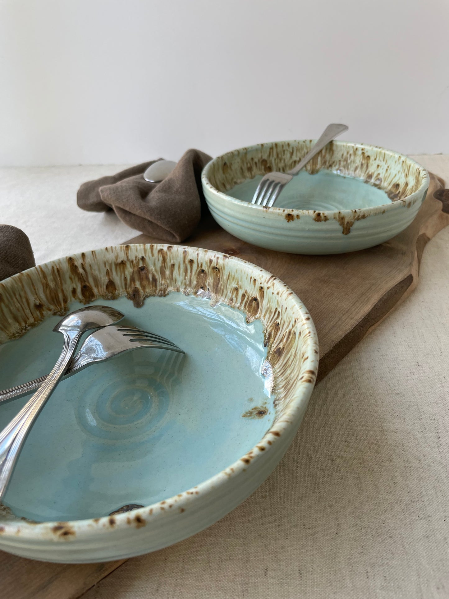 Blue and Birch Pasta Bowls, Set of 2