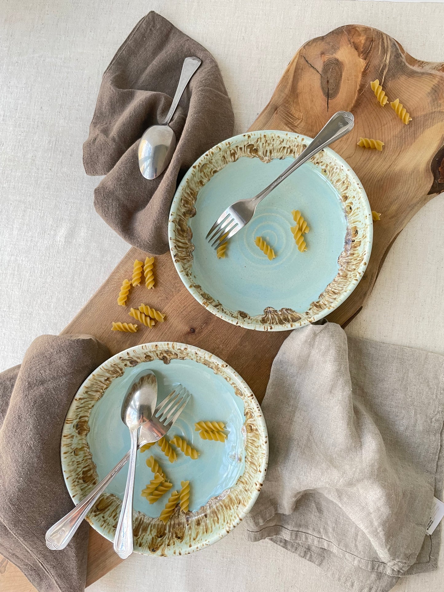 Blue and Birch Pasta Bowls, Set of 2