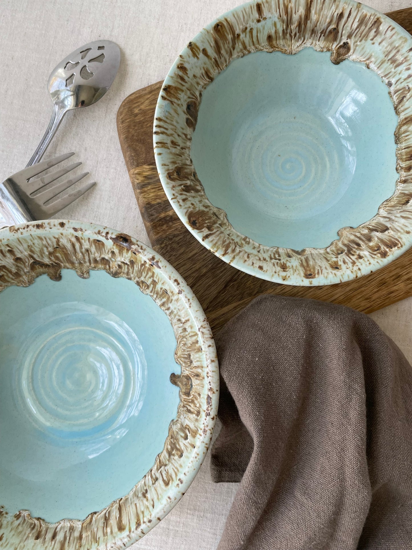 Blue and Birch Bowl, 8 inch