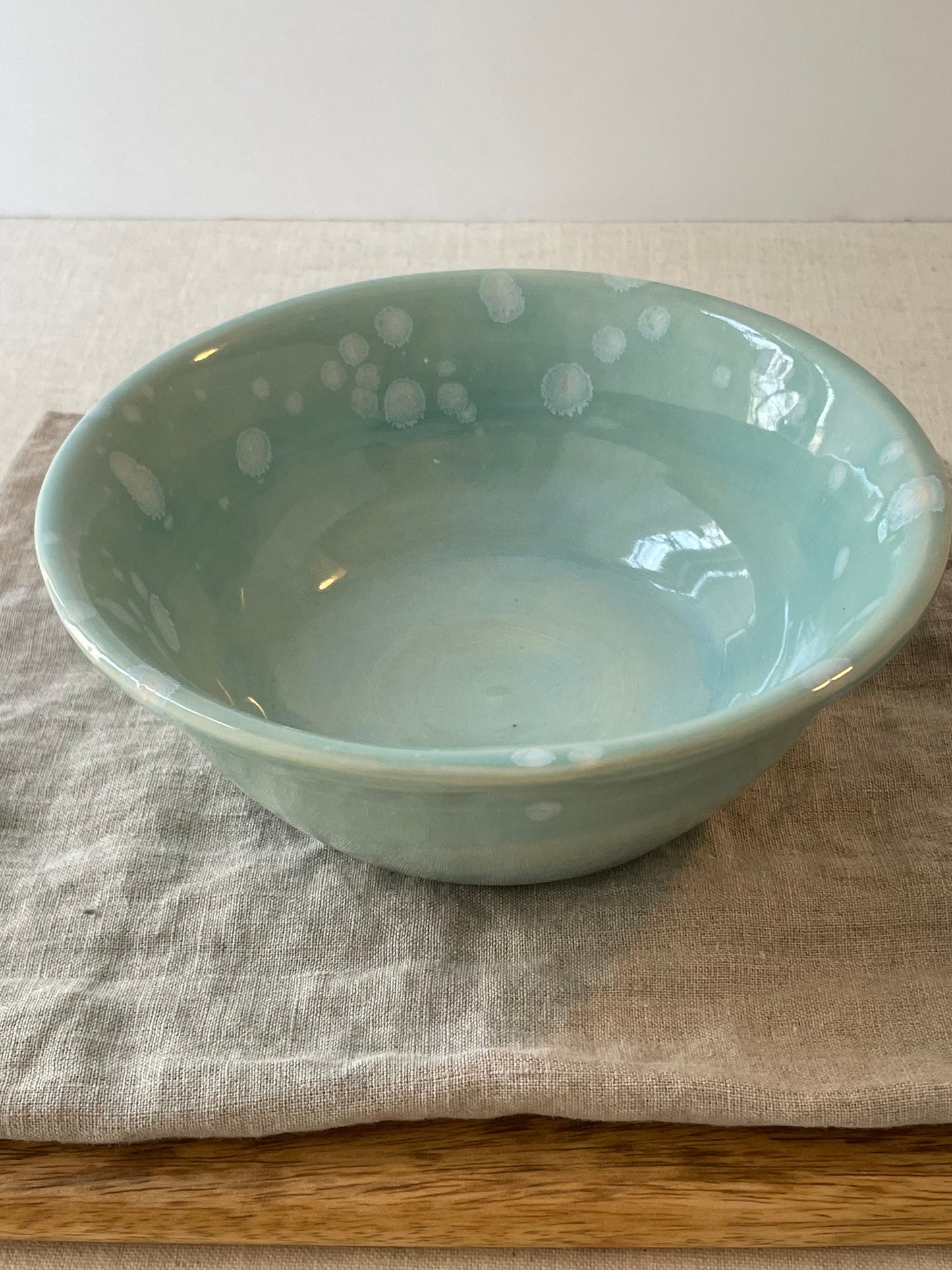 Turquoise with Crystals Serving Bowl, 6.5 inch wide