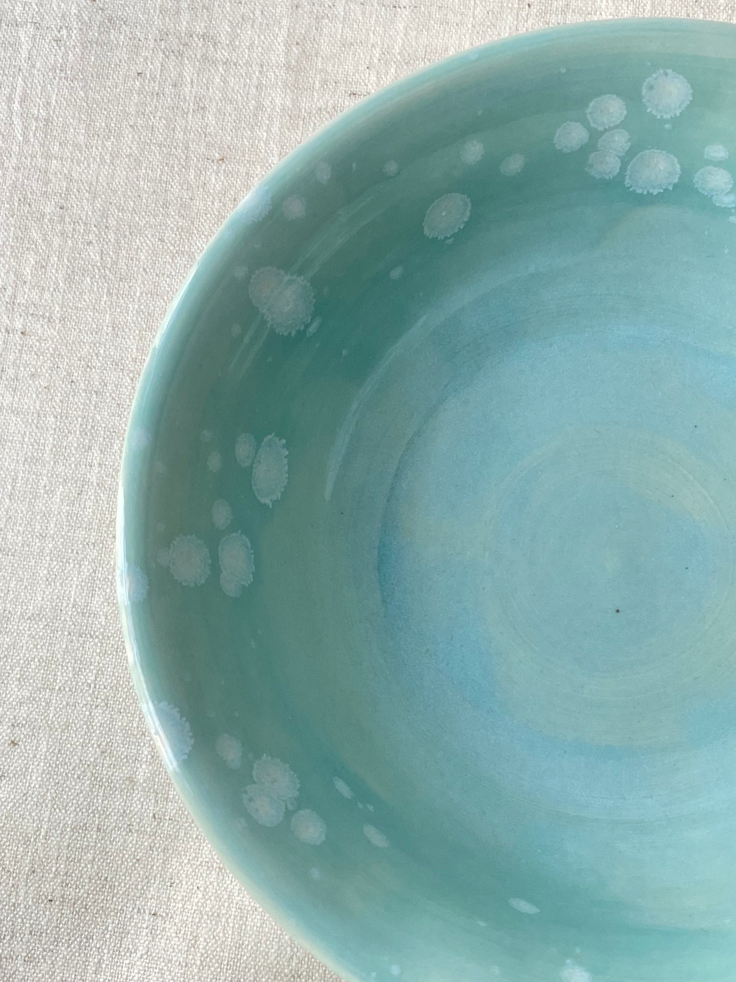 Turquoise with Crystals Serving Bowl, 6.5 inch wide