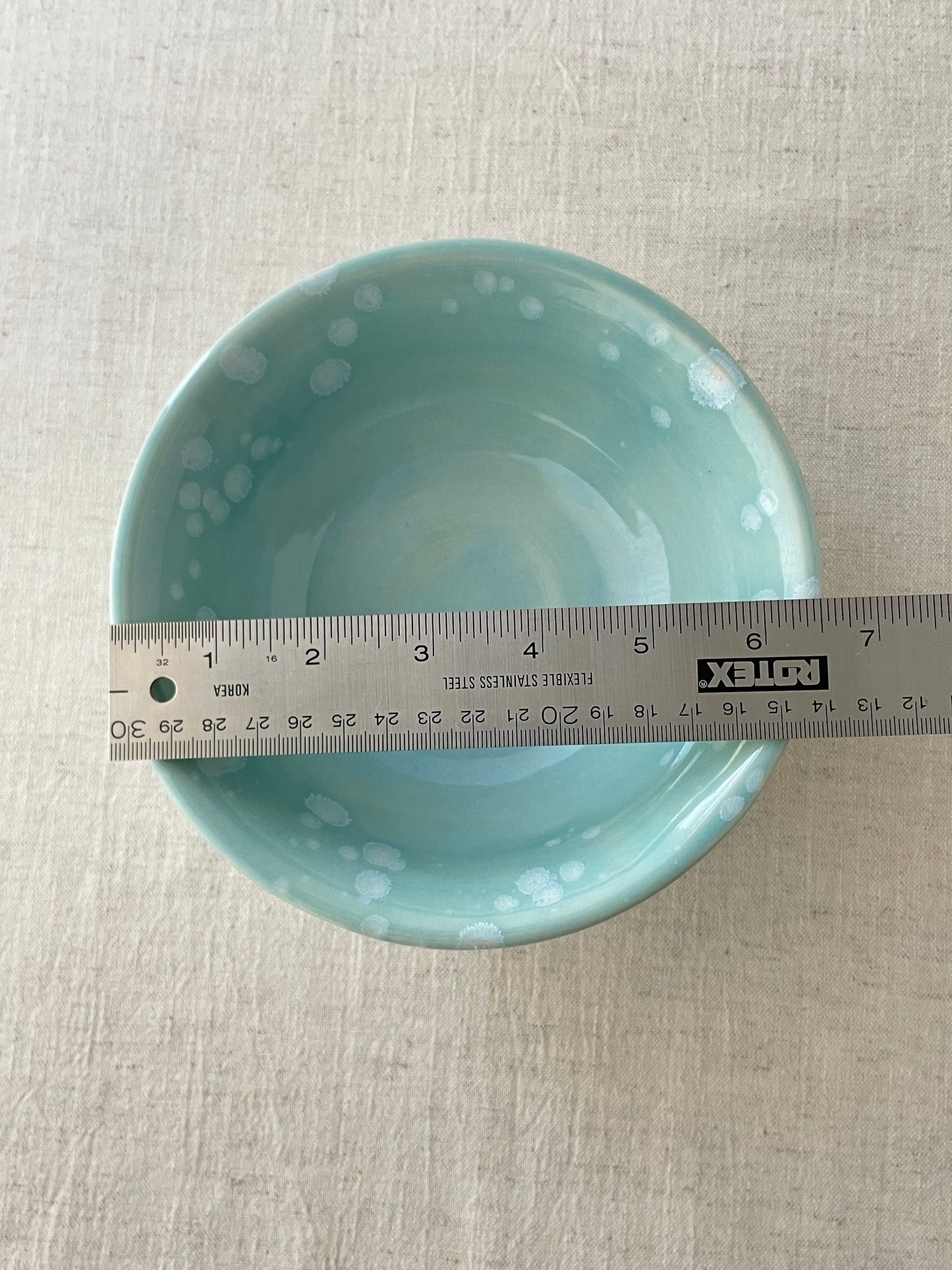 Turquoise with Crystals Serving Bowl, 6.5 inch wide