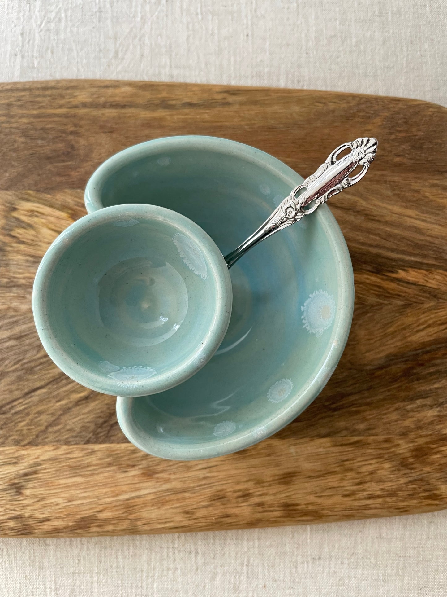 Turquoise with Crystals Olives Bowl