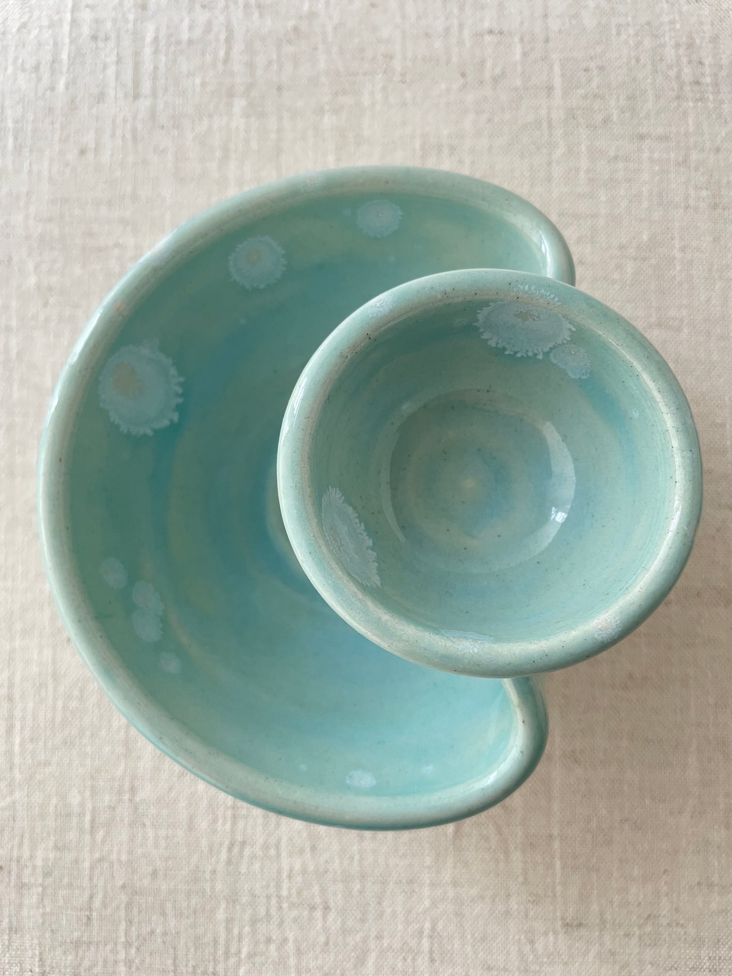 Turquoise with Crystals Olives Bowl