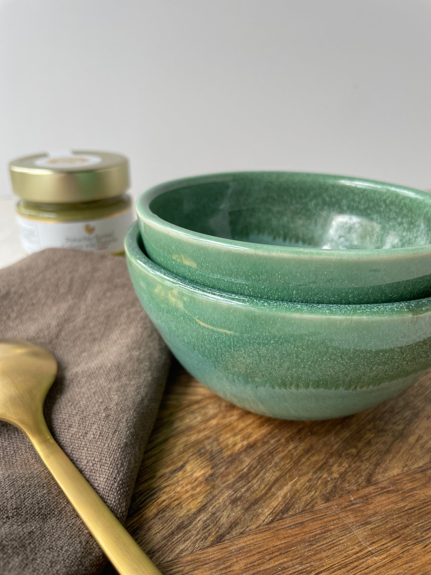 Dappled Green Bowl, 4.5 inch