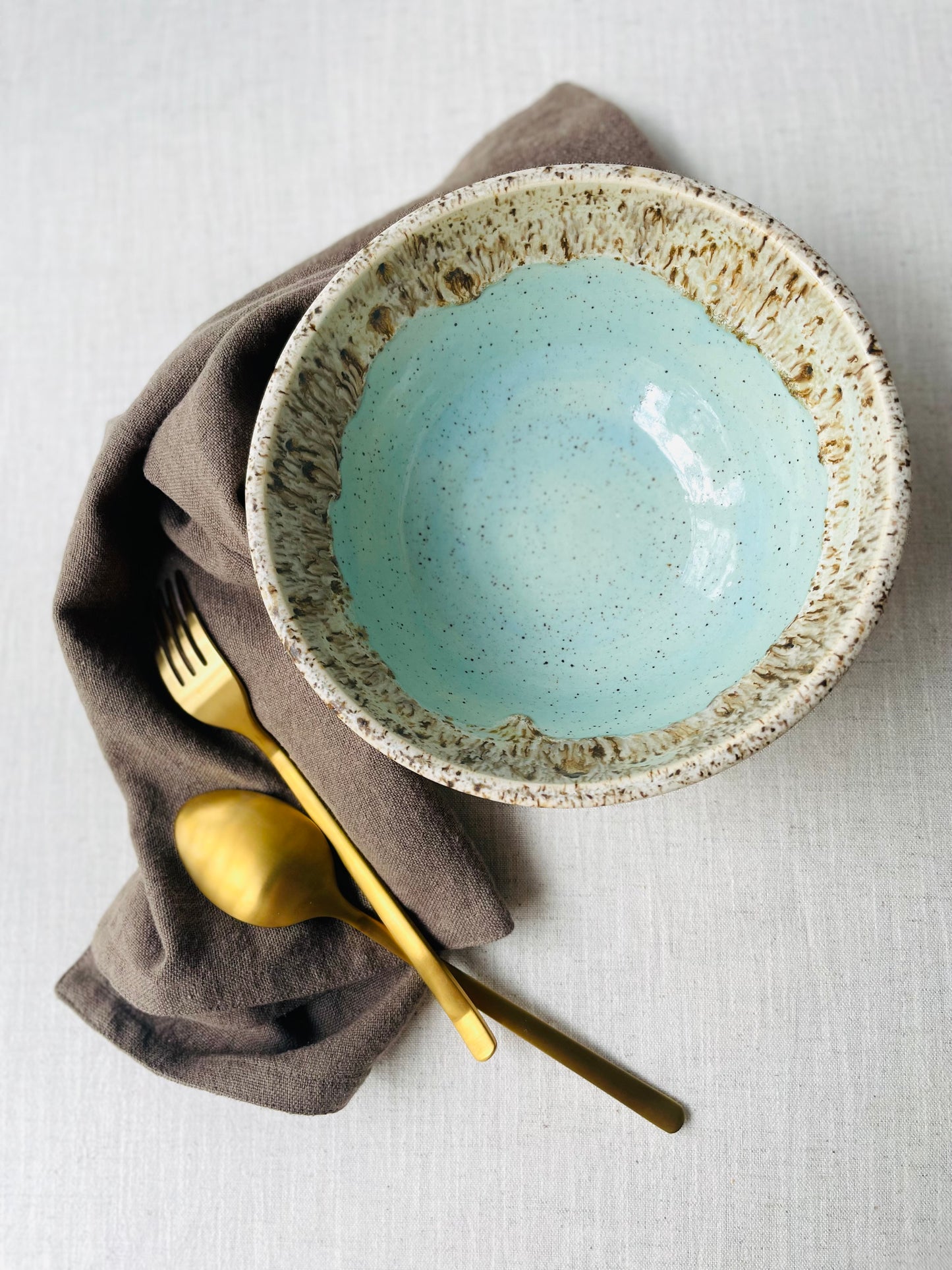 Blue and Birch Speckled Bowl