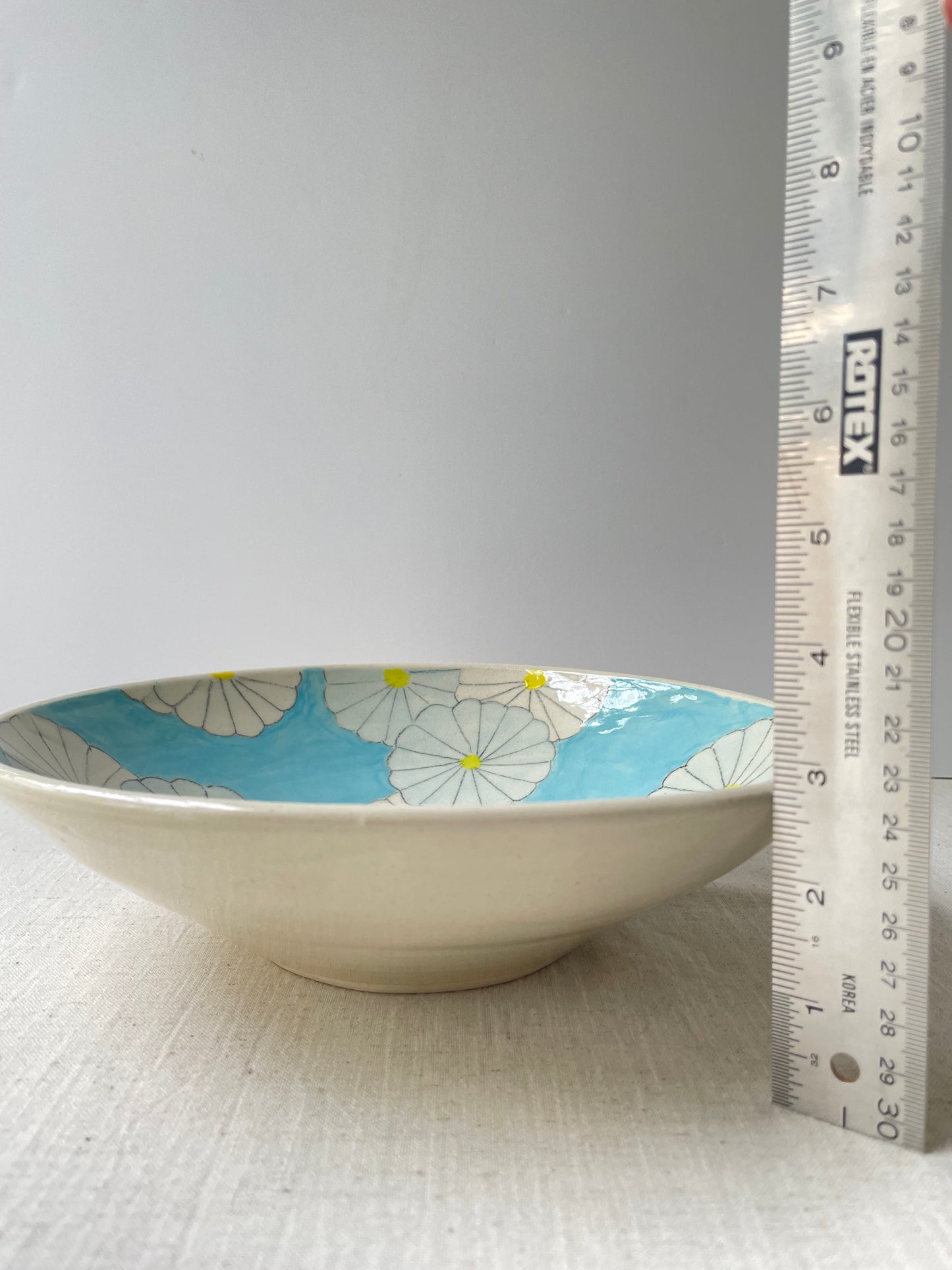 Japanese Print Wide Bowl in Sky Blue