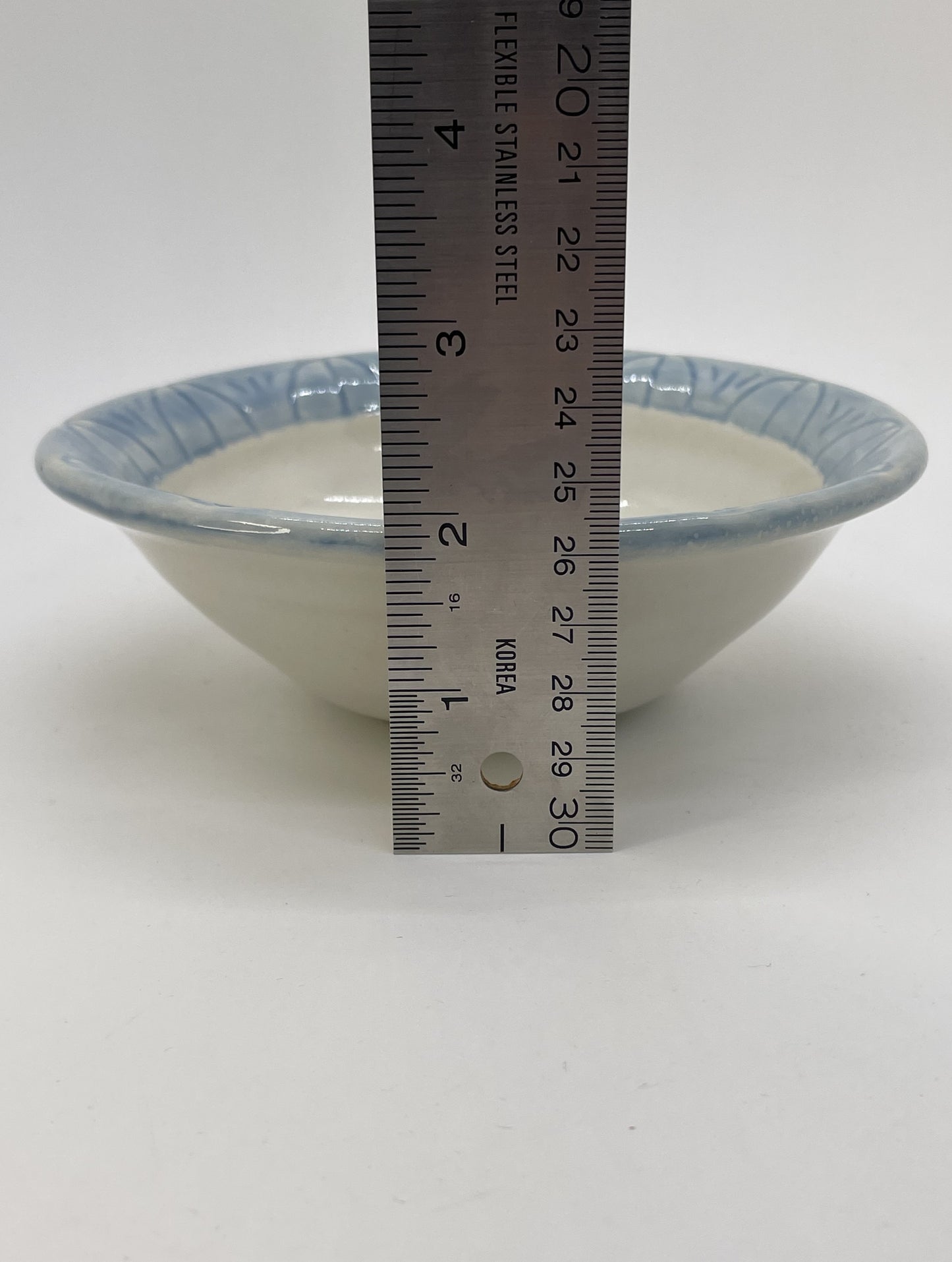 White and Blue Sgraffito Rim Small Bowl