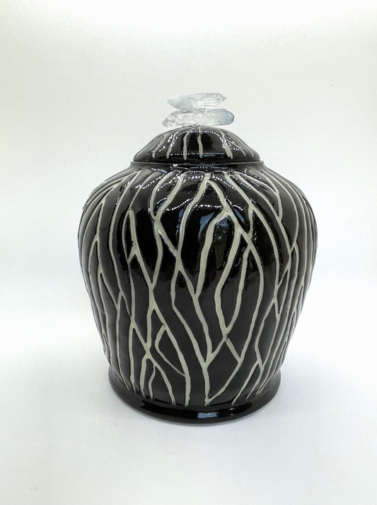 Black Bark Tall Lidded Container