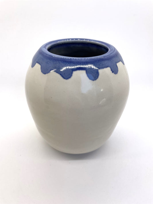 White and Mottled Cobalt Vase
