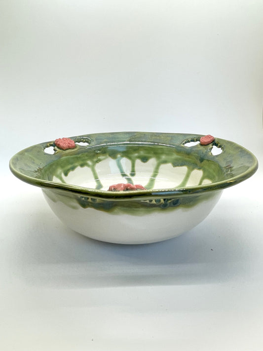 Pink Flowers Serving Bowl (Seconds)
