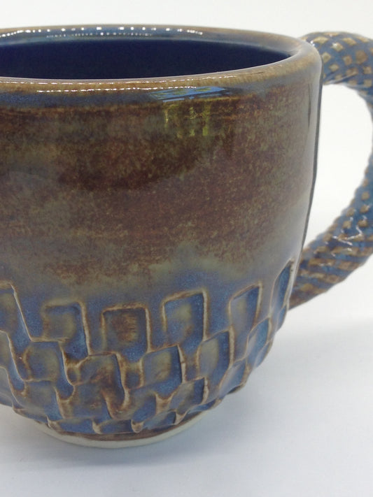 Blue Faceted Tea Cup