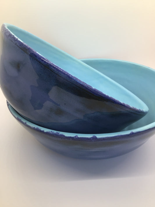Sky Blue and Cobalt Nesting Bowls, set of 2