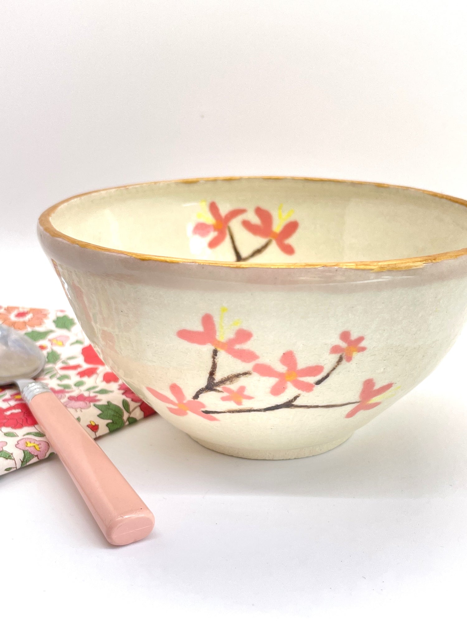 Kalon Ceramics | Small Ceramic Bowl with Japanese Cherry Blossoms