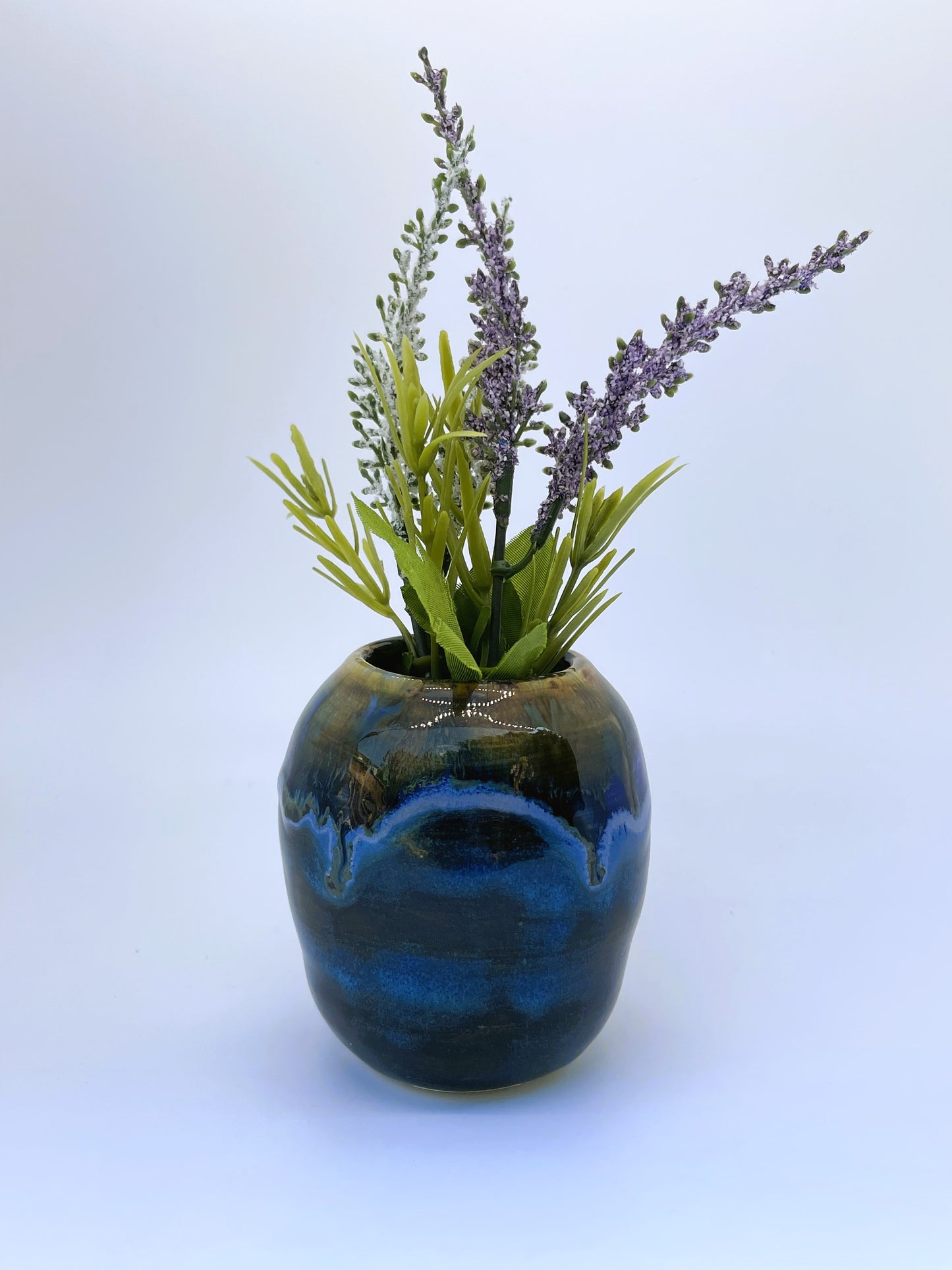 Blue Variegated Bud Vase