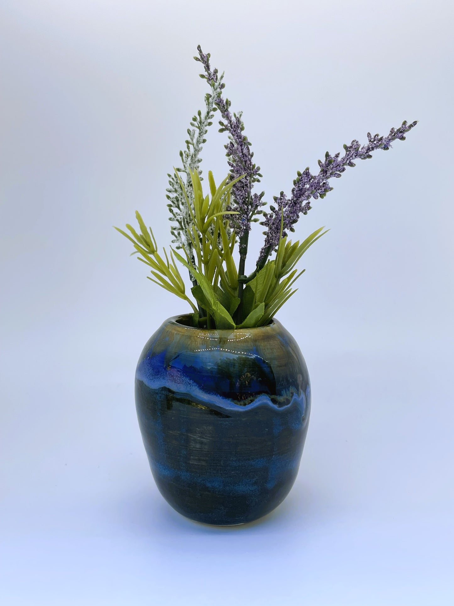 Blue Variegated Bud Vase