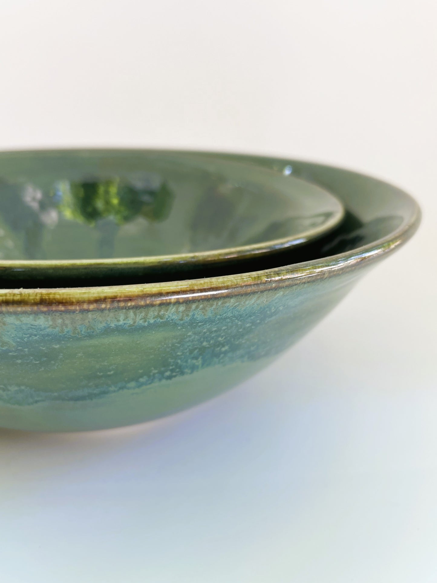 Evergreen and Olive Nesting Bowls, set of 2