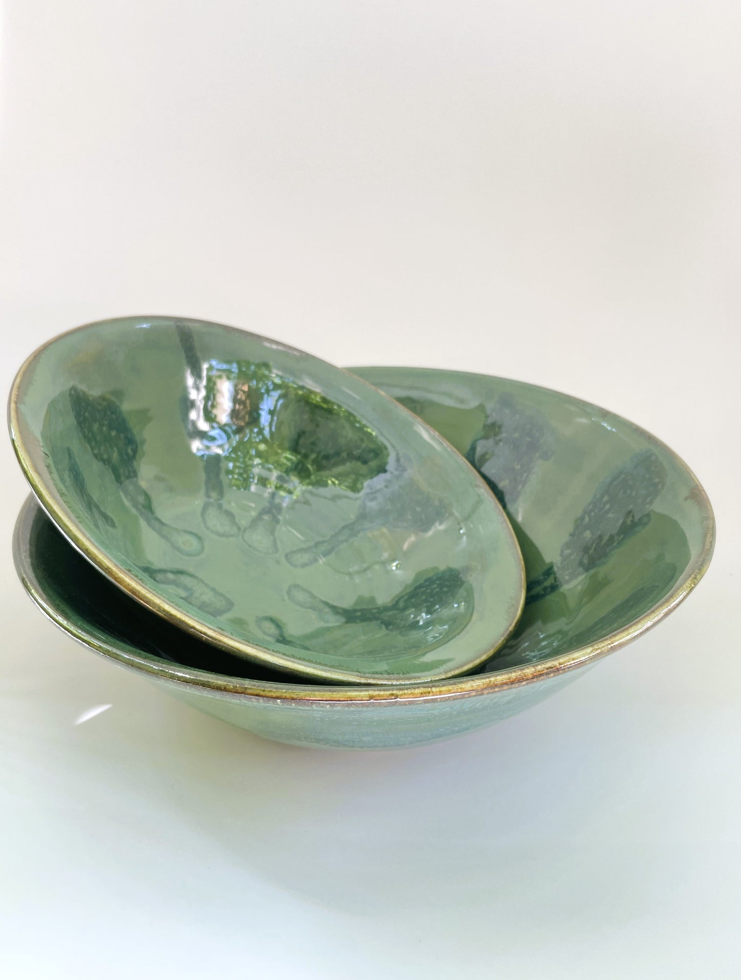 Evergreen and Olive Nesting Bowls, set of 2