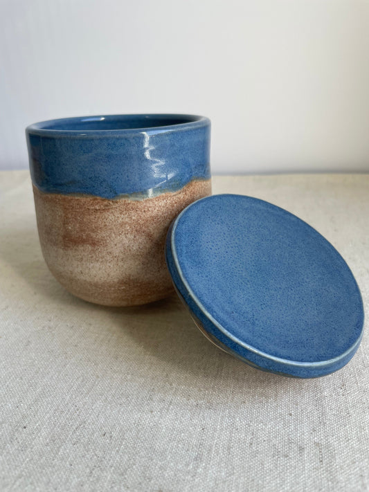 Mocha and Blue Lidded Yunomi