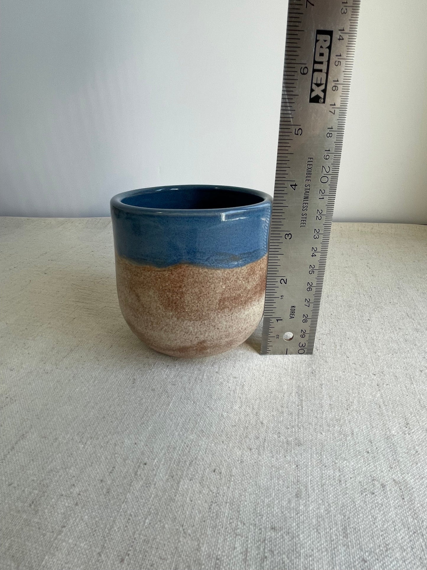 Mocha and Blue Lidded Yunomi