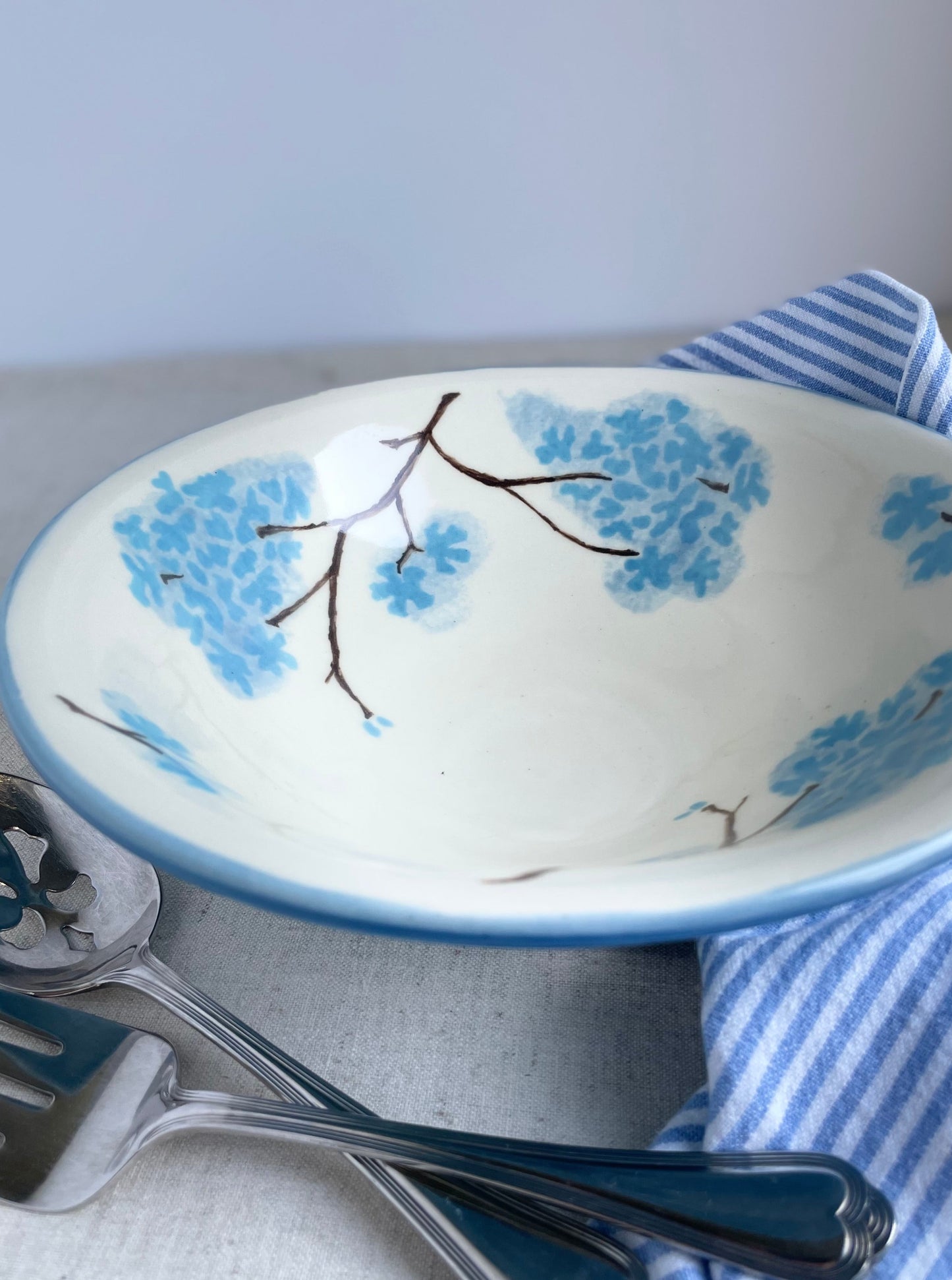 Blue Hydrangea Serving Bowl