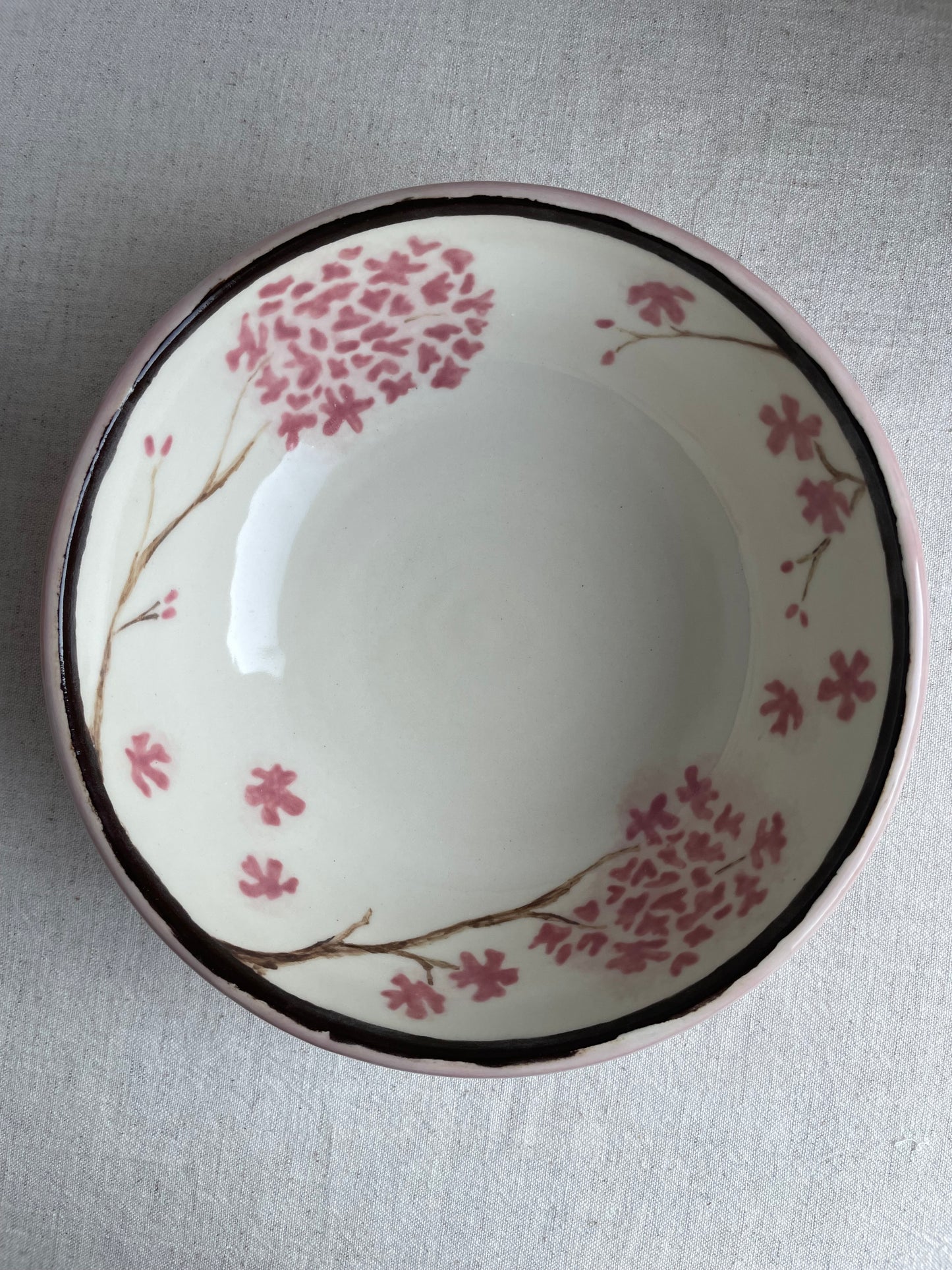 Pink Hydrangea Serving Bowl