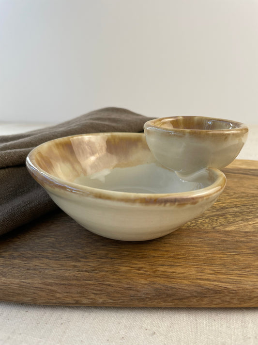 Olives Bowl, Folded Edge Style, Nutmeg and Cream