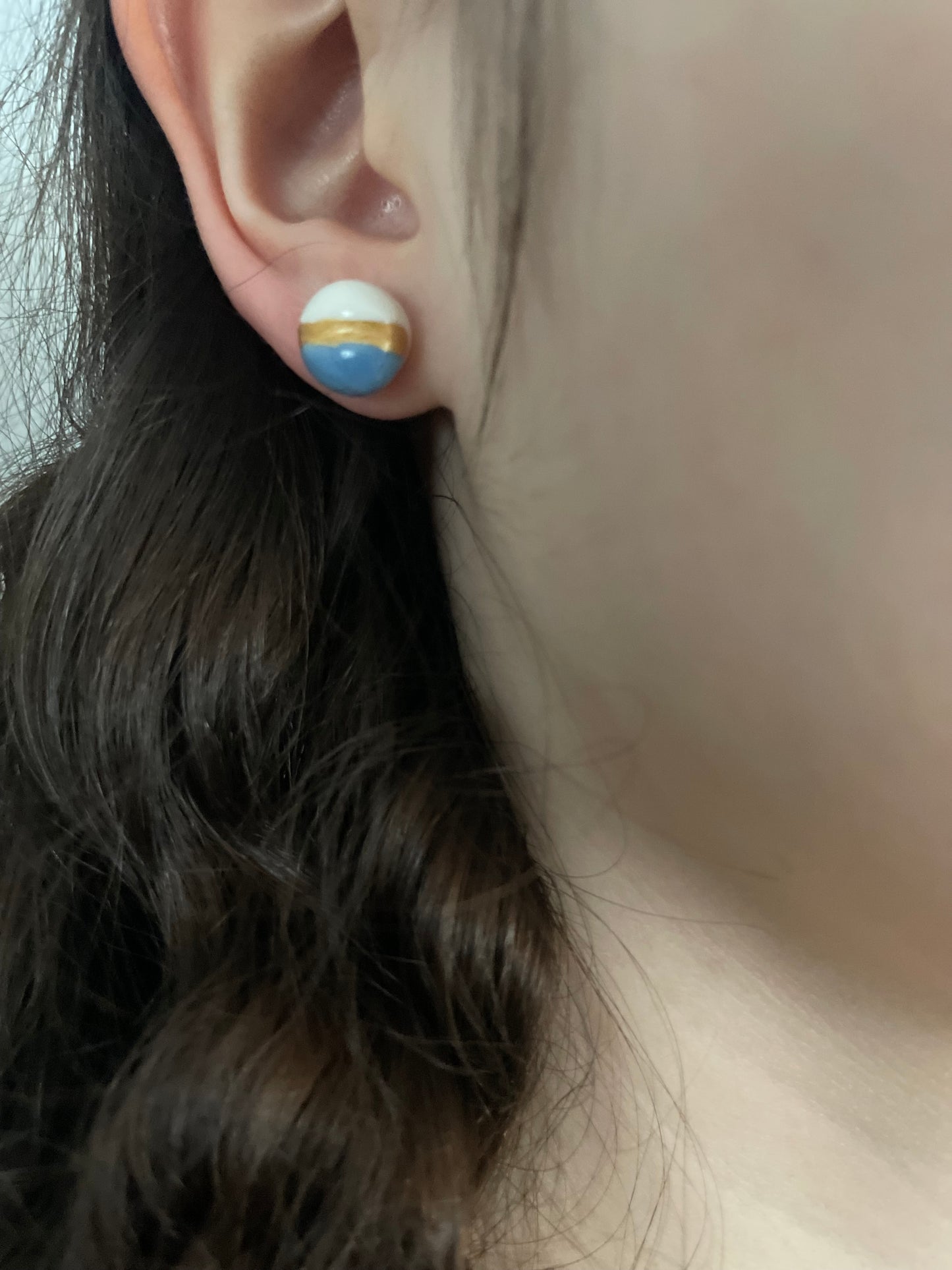 Button Earrings in Light Blue