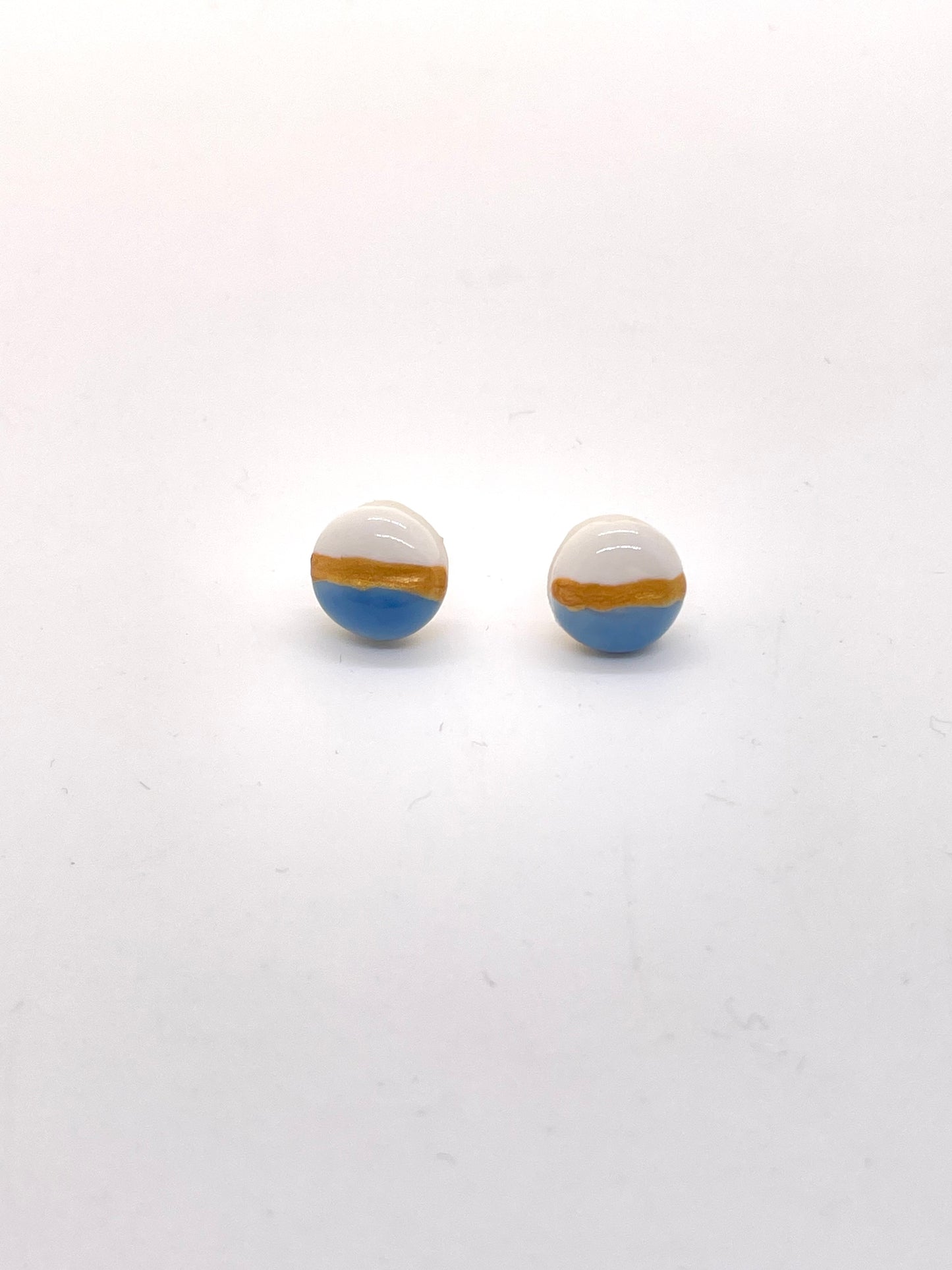 Button Earrings in Light Blue