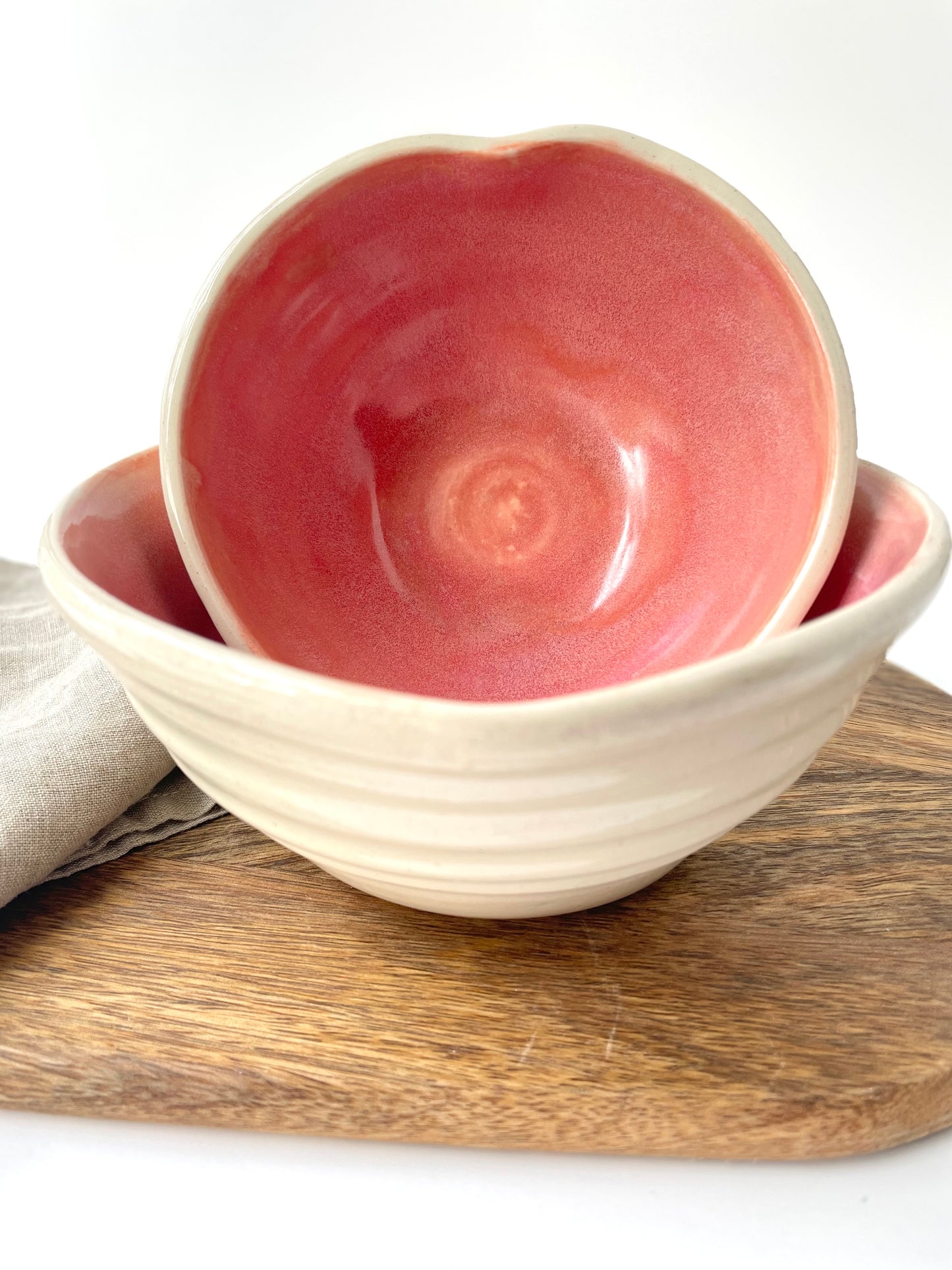 Warm Pink Heart Nesting Bowls, set of 2