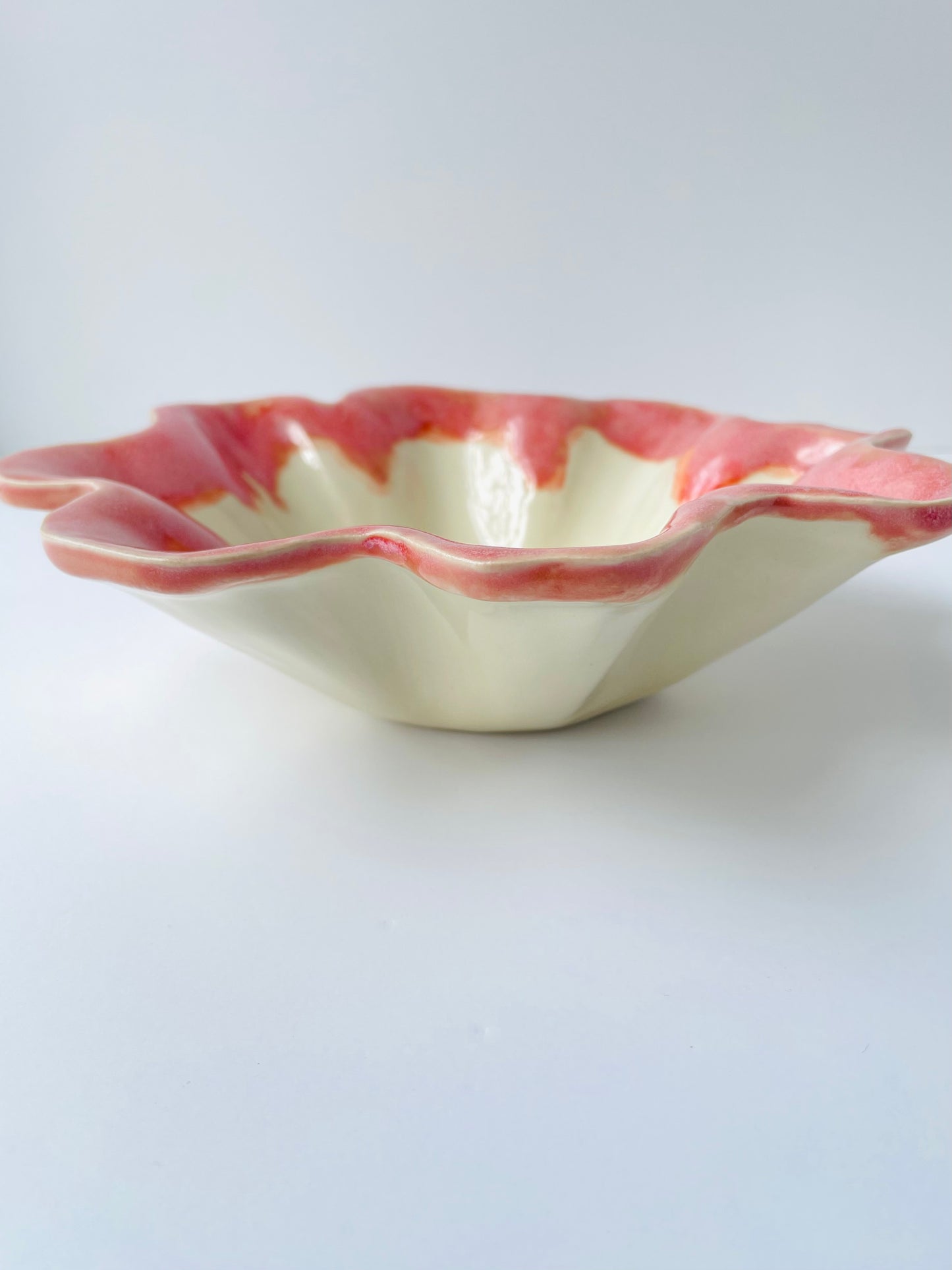 Ruffled Edge Bowl with Warm Pink