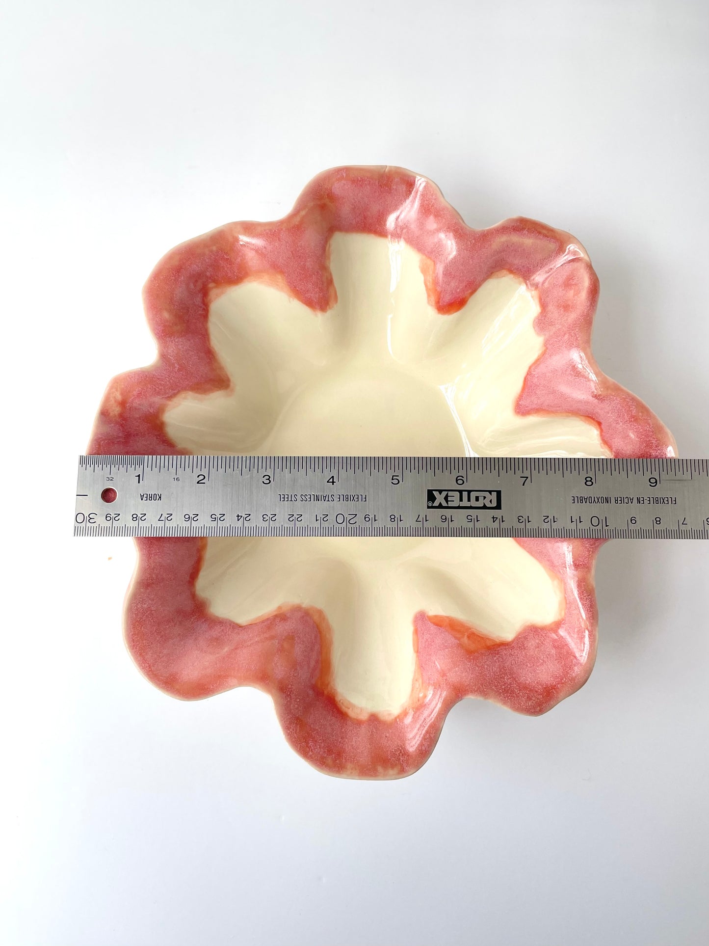 Ruffled Edge Bowl with Warm Pink