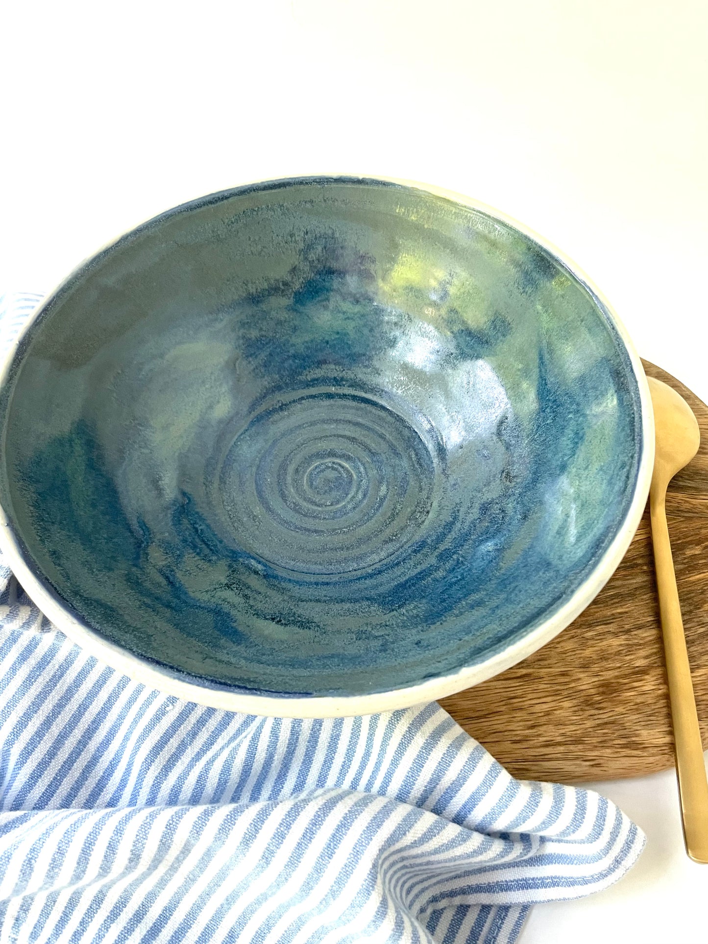 Blue Azurite Serving Bowl, 9 inch